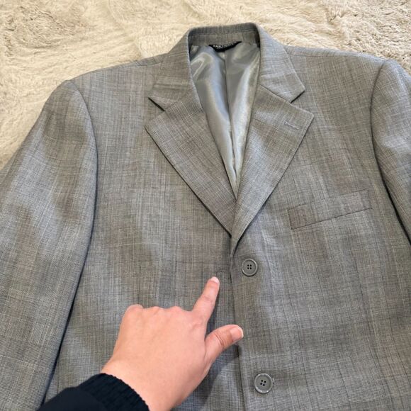 San Tropez Uomo Men's Suit 40L Gray Super 140s Merino Wool 2-Piece Classic Fit - Picture 3 of 16